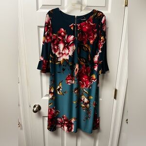 Roz & Ali size XL teal floral print dress